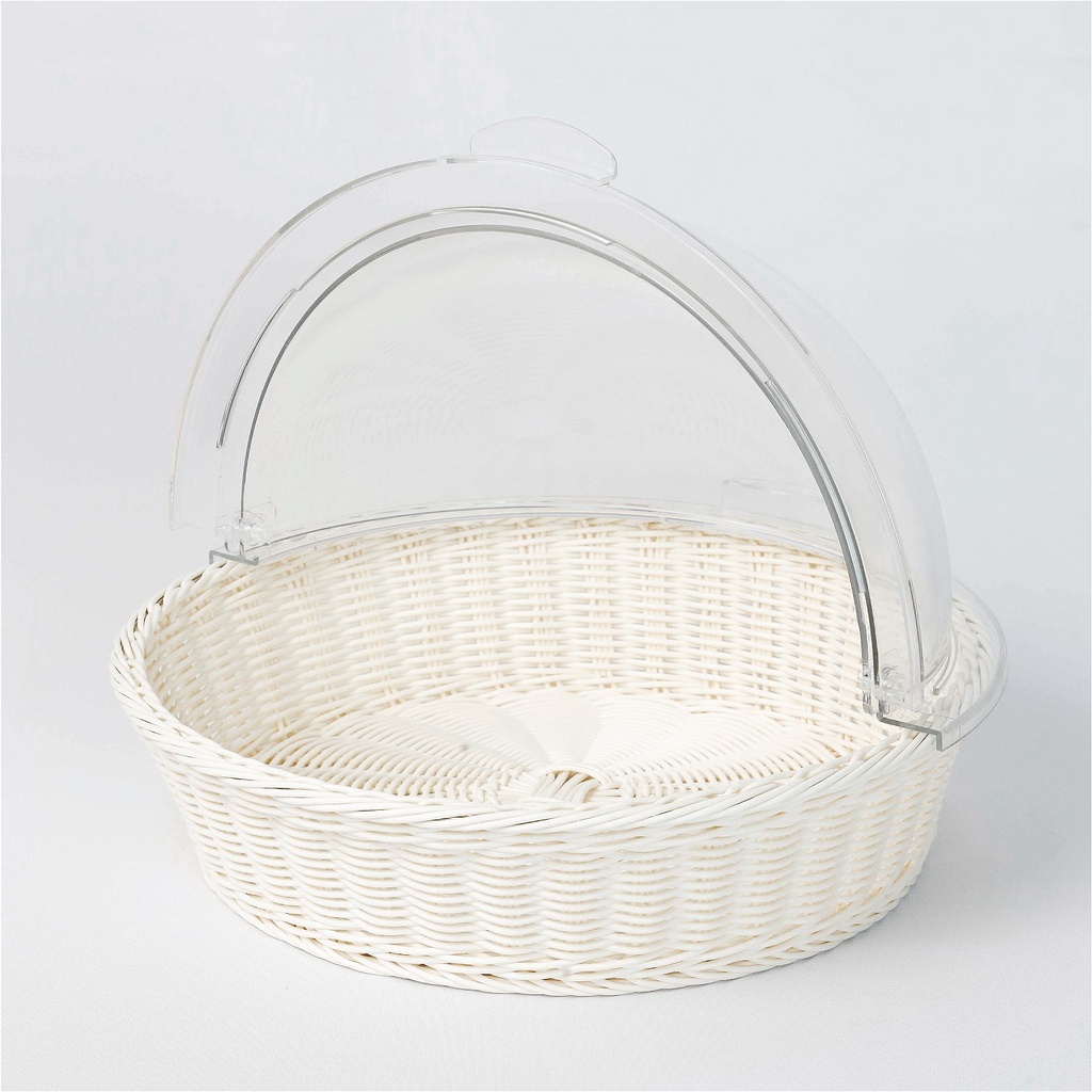 ตะกร้าสาน ทรงกลม สีขาว (14ชุด)