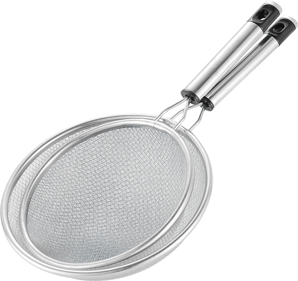 กระชอนสองชั้นด้ามเลส 18ซม. (200อัน)