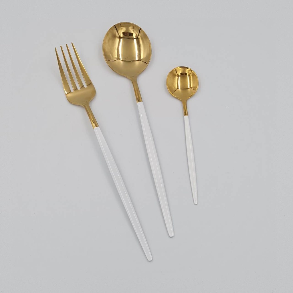 新葡萄牙勺镀金白色柄