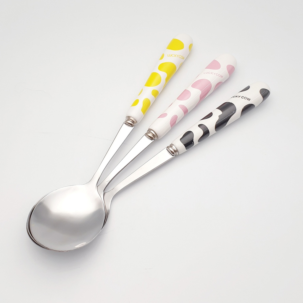 陶瓷柄中号叉匙（一对装）19cm-牛奶花