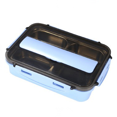 蓝色外壳小3格快餐盒（左右款）