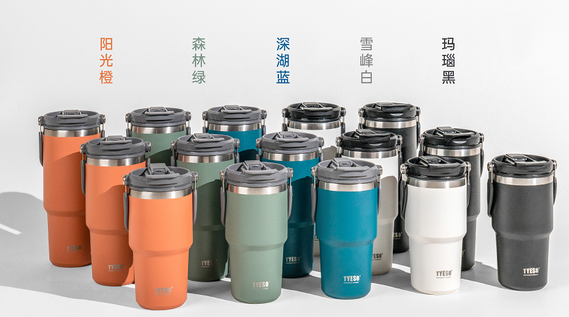 900ML แก้วสแตนเลสมีหูจับพับได้-Blue (36ใบ)