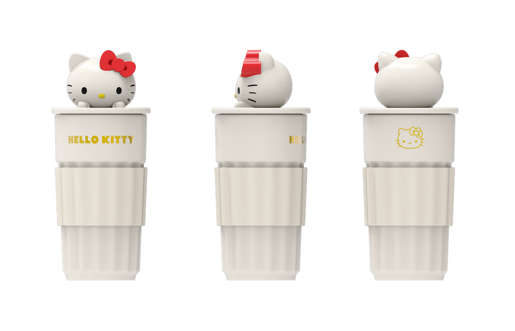 แก้วโรมัน เฮลโล คิตตี้ พร้อมฝาและหูจับกันลื่น ขนาด 500 มล.