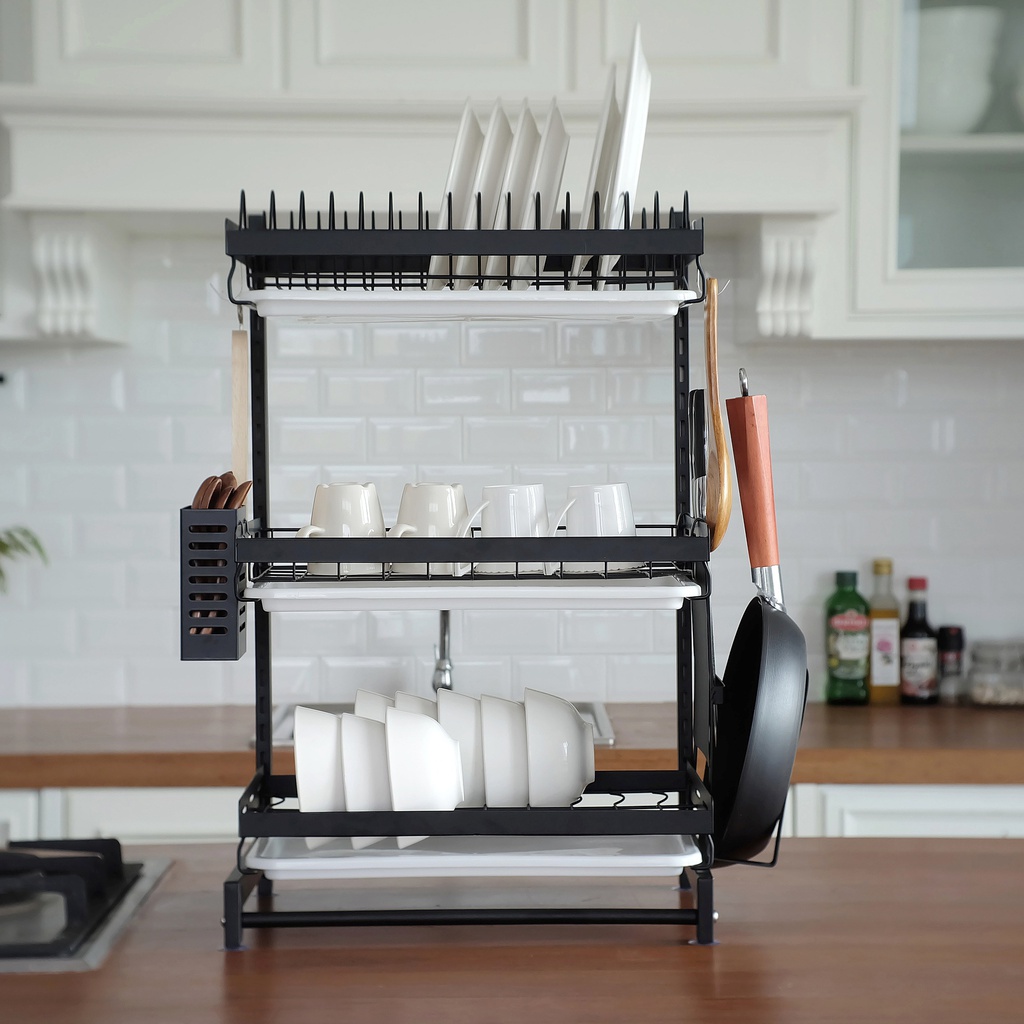 ชั้นคว่ำจาน ถอดสลับได้ 3ชั้น ดำ (1ชุด)