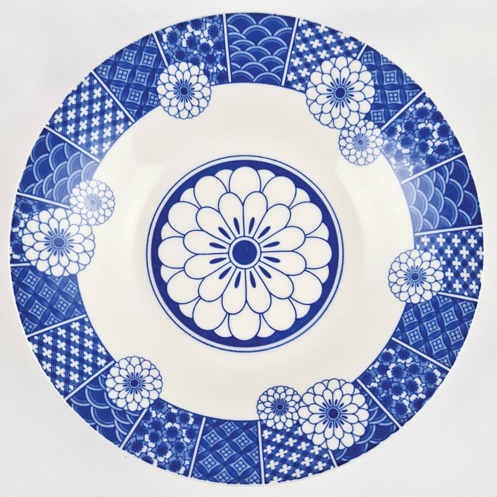 No.09 จาน ลายคราม 8นิ้ว (80ใบ)