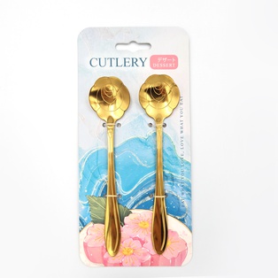 ช้อนขนมหวาน ลายกุหลาบ (ทอง) (600แพ็ก)