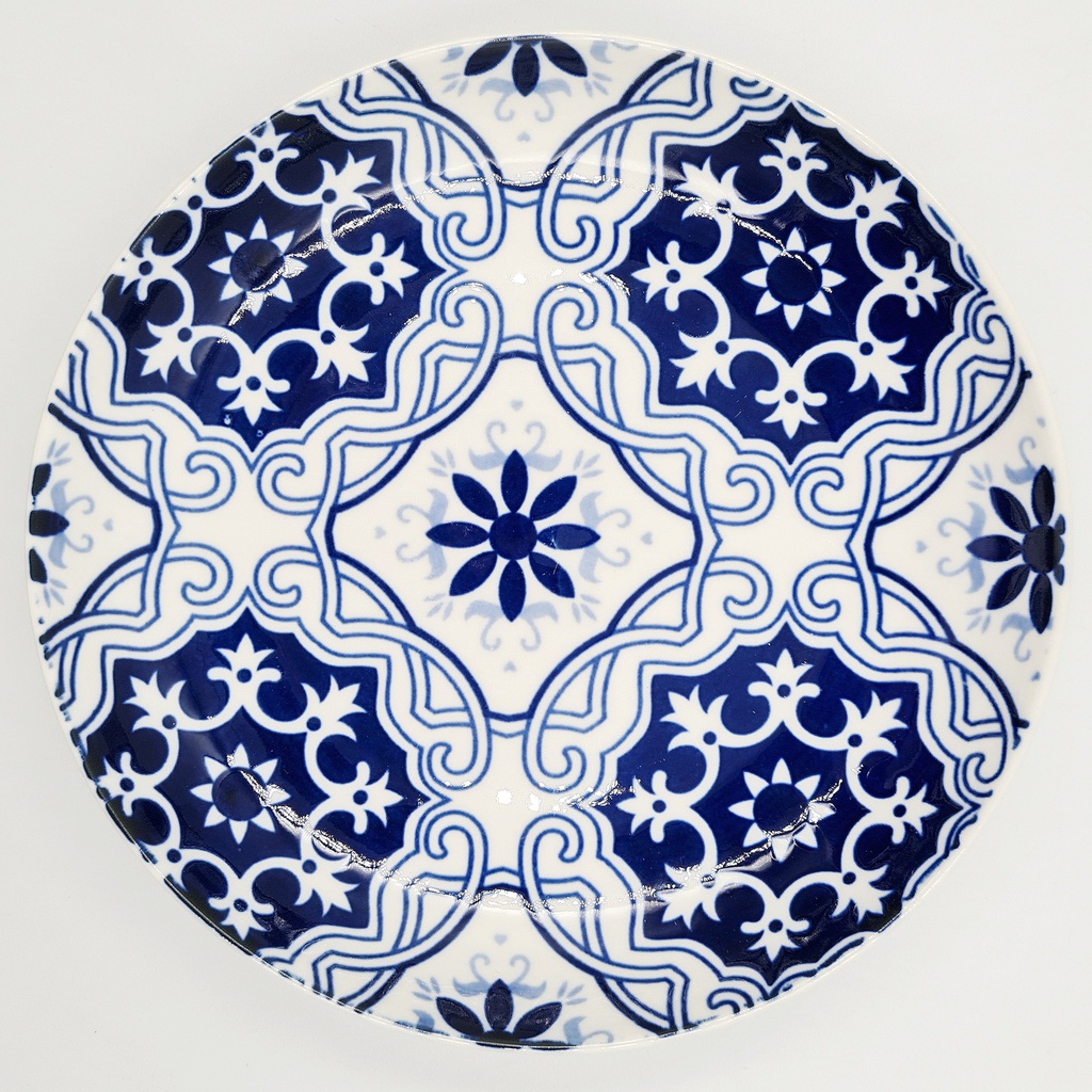 No.YD07 จาน ลายคราม ทรงบัว 8นิ้ว (60ใบ)