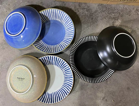 S-34 จานลึก 6.5นิ้ว (สีน้ำเงิน มีลาย)(72ใบ)