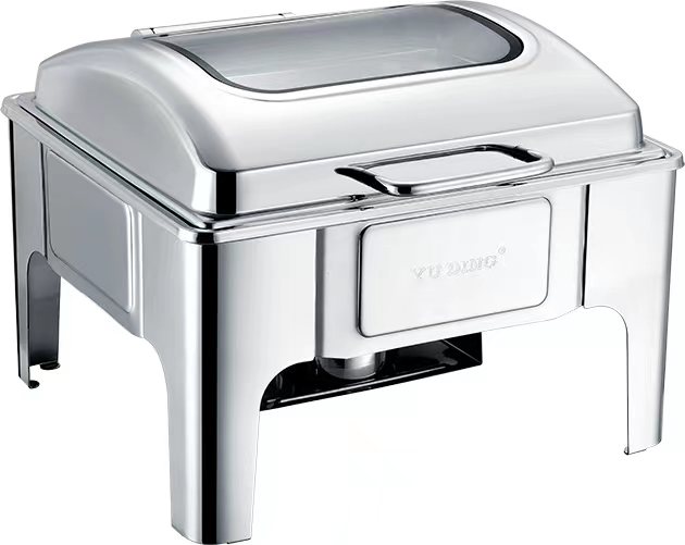 ชุดอุ่นอาหาร ทรงเหลี่ยมจัตุรัส ฝากระจก ปิดอัตโนมัติ 6L (1ชุด)