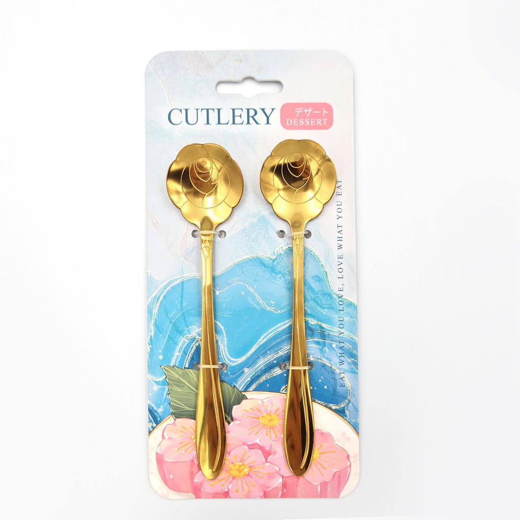 ช้อนขนมหวาน ลายกุหลาบ (ทอง) (600แพ็ก)