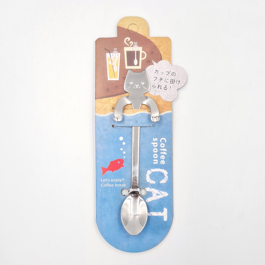 ช้อนกาแฟเกาะขอบแก้ว ลายแมว SUS 304 (เงิน) (120ชิ้น)