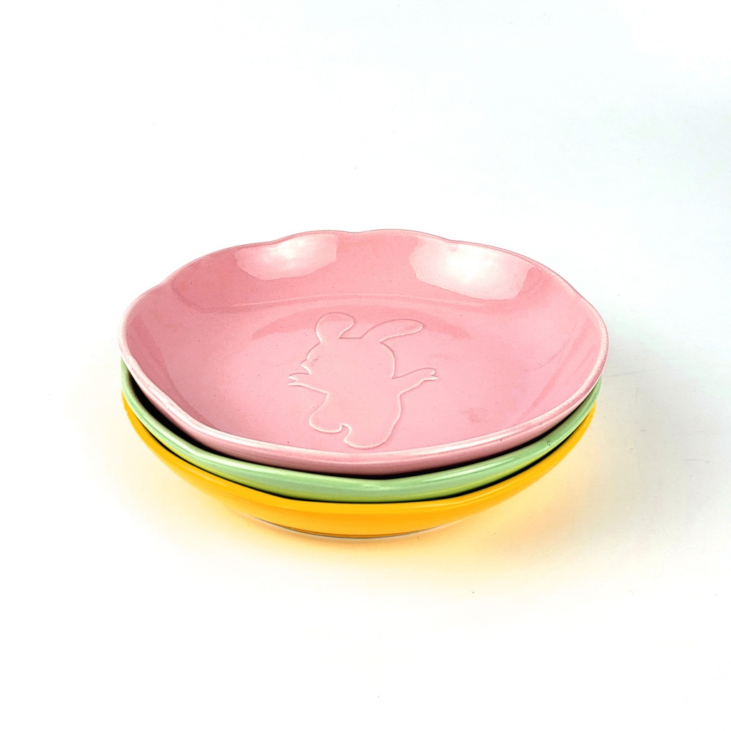 B56 จานบัว 8นิ้ว เคลือบสี คละลาย (60ใบ)