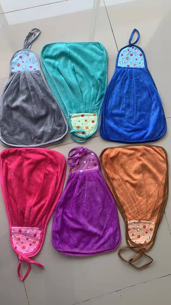 No.1106 ผ้าเช็ดมือขนนุ่มแบบแขวน คละสี (100โหล)