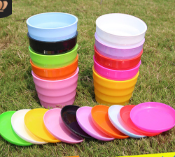 螺纹花盆中号蓝色+盆托13cm