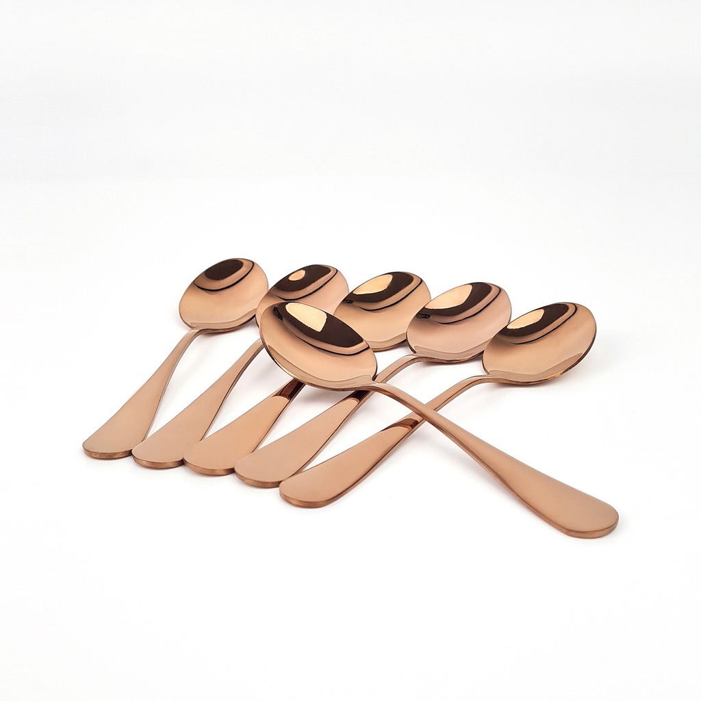 1010ช้อนขนมหวาน เรียบปลายมน สีโรสโกลด์ (60แพ็ก)