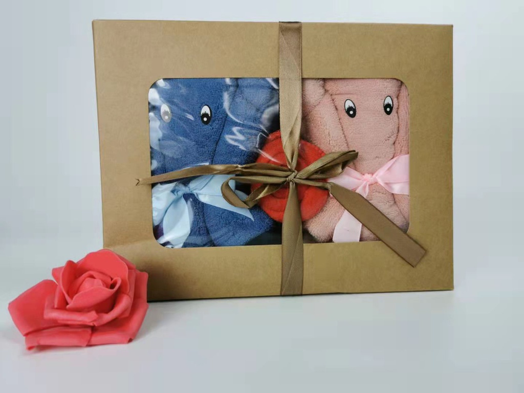 กลองของขวัญผ้าเช็คหน้า33x70cm(15*30นิ้ว*2ผืน)(50ชุด)