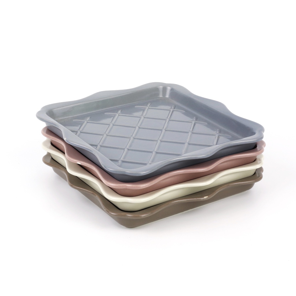 7寸正方花边面包盘