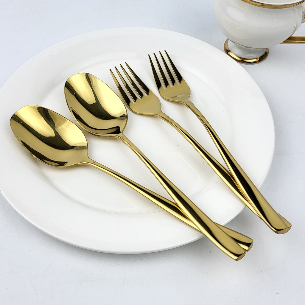 镀钛金餐叉餐勺（2对装）