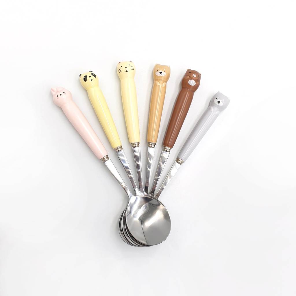 ช้อนส้อม ด้ามเซรามิก (ลายการ์ตูน) (144 คู่)