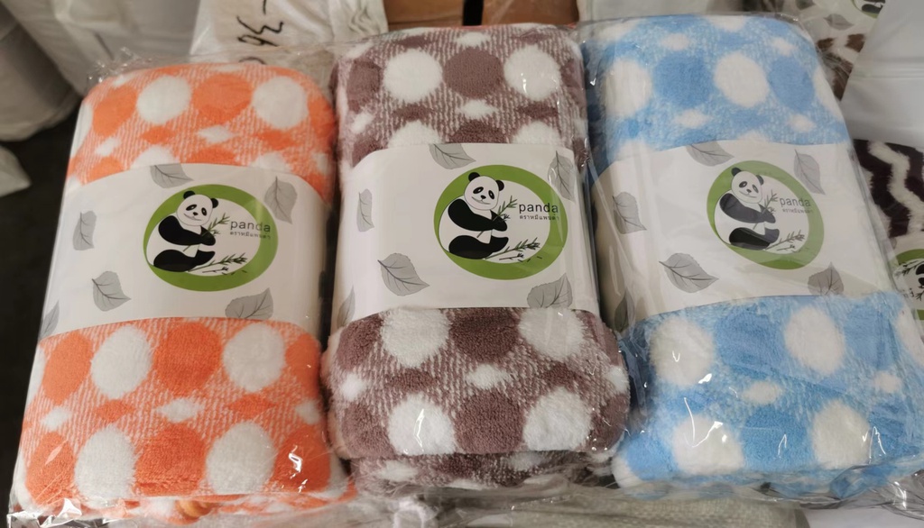 B14-1 珊瑚绒包边浴巾(波点)27x54寸(7.5打)