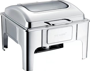 ชุดอุ่นอาหาร ทรงเหลี่ยมจัตุรัส ฝากระจก ปิดอัตโนมัติ 6L (1ชุด)