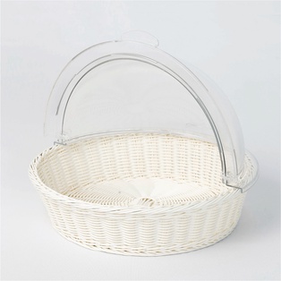 ตะกร้าสาน ทรงกลม สีขาว (14ชุด)