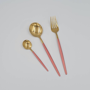新葡萄牙勺镀金粉色柄