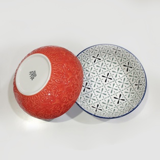 A81 ชามบัว 7.5นิ้ว ปั๊มลาย ลายนูน คละลาย (28ใบ)