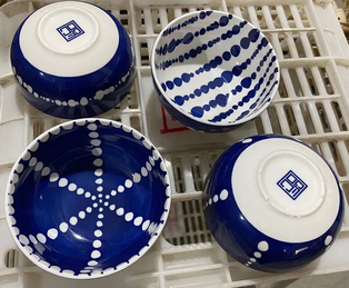 A134 ชามเกาหลี 4.25นิ้ว ปั๊มลาย คละลาย (104ใบ)