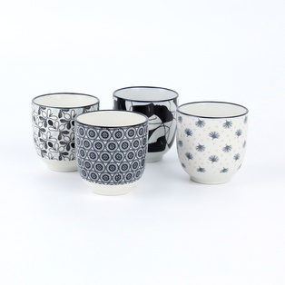 G102 แก้วไม่มีหู 7*8.5ซม. ปั๊มลาย คละลาย (135ใบ)