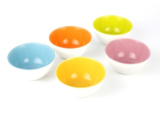 B74 ชามเกาหลี 5นิ้ว เคลือบสี คละลาย (102ใบ)