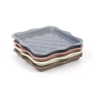 จานขนมปังเหลี่ยมลายตาราง 7นิ้ว (50ใบ)