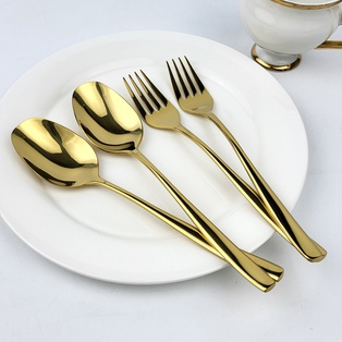 ชุดช้อนส้อม เคลือบทอง แพ็ก2คู่ (60แพ็ก)