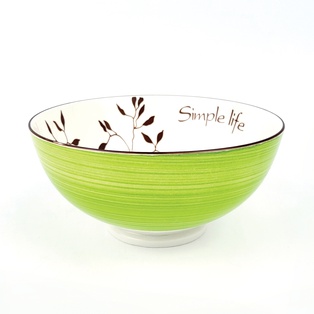 A27-25 ชามบัว 8นิ้ว ปั๊มลาย  ลายเขียว (26ใบ)