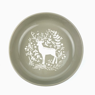 A160 จานลึก 8.5นิ้ว ปั๊มลาย ลายนูน ลายกวาง (22ใบ)