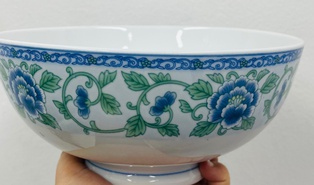 A27-12 ชามบัว 8นิ้ว ปั๊มลายลายการ์ตูน(ลายดอกเขียว)(24ใบ)