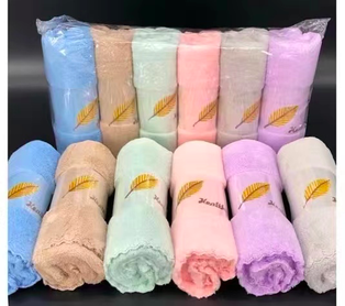 B12-2 珊瑚绒切边刺绣毛巾(树叶)(15*30寸)(30打) 